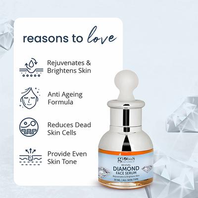 Globus Naturals Revival Diamond Shine Boosting & Anti Ageing Face Serum, 30ml each 2's - Face Serum
