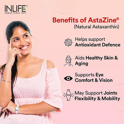 INLIFE Astaxanthin 4mg Supplement AstaZine Vitamin A, D, E Veg Capsules 30's - Multi-Vitamins