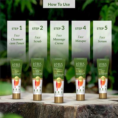 Lotus Botanicals Vitamin C Skin Brightening Facial Kit, 5 Step Facial Pack, For All Skin Types 44 gm - Facial Kits
