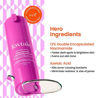 Foxtale 12% Niacinamide Serum with Azelaic Acid for Oil Control & Brightening 30ml - Face Serum