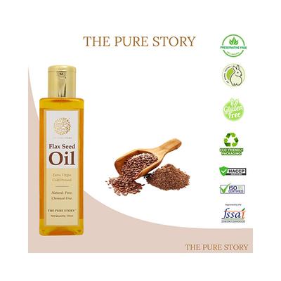 The Pure Story Flax Seed Oil Pure Natural, Extra Virgin Cold Pressed 100ml - Face Oils