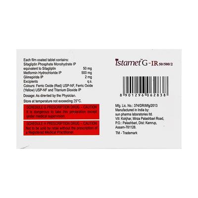 ISTAMET G IR 50/500/2 Tablet 10's - Diabetes-Ant