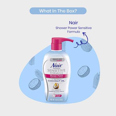Nair Shower Power Sensitive Formula Hair Removal Cream - Coconut 357 gm - Hair Removal Accessories