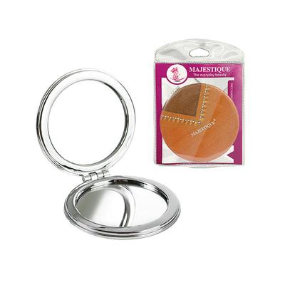 Majestique Round Latherite Finish Compact Mirror Fc85- Easy To Hold - Color May Vary 1's - Mirror