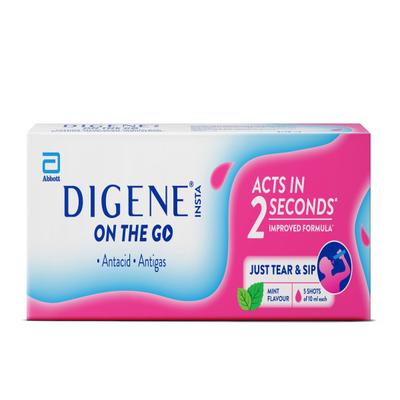 Digene Insta On The Go Liquid - Mint Flavour (Pack of 5 x 10ml) - Acidity