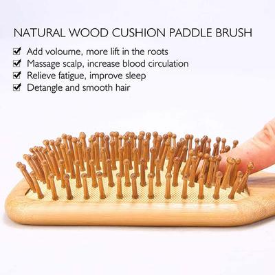 Bronson Professional Paddle Hair Brush Wooden with Bamboo Wood Bristles 12's - Hair Brushes