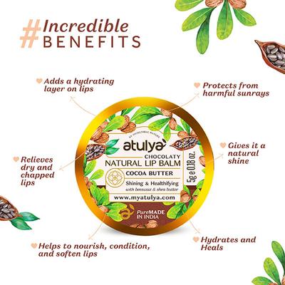 Atulya Cocoa Butter Natural Lip Balm 5 gm - Lip Balms