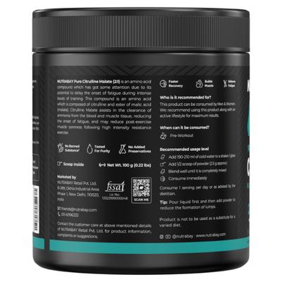 Nutrabay Pure Citrulline Malate Powder - Unflavoured 100 g - Workout Essentials