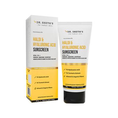 Dr. Sheth'S Haldi & Hyaluronic Acid SPF 50+ PA+++ Sunscreen 80gm - Face Sunscreen