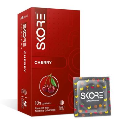 Skore 1500+ Raised Dots Condoms - Cherry 10's - Plain/Flavoured Condoms