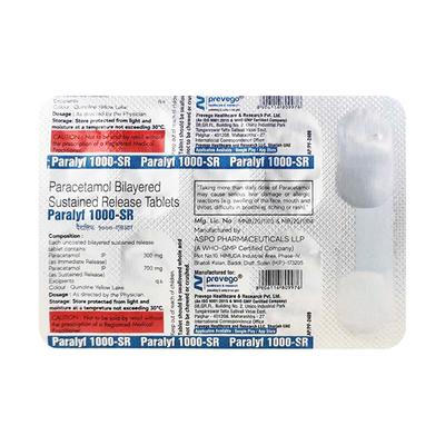 PARALYF 1000 SR Tablet 10's - Fever-Non