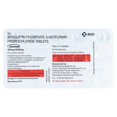 Janumet 50/500mg Tablet 15'S - Diabetes-Ant