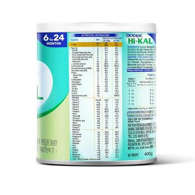 Dexolac Hi-Kal Infant Formula Powder 400 gm (Tin) - Baby And Infant Supplements