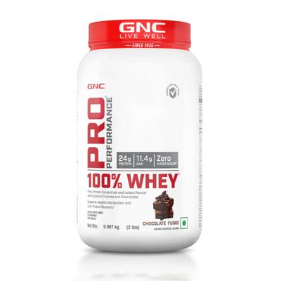 GNC Pro Performance 100% Whey Protein - Chocolate Fudge 907 gm (2lb) - Whey Proteins