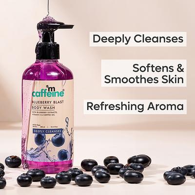 Mcaffeine Blueberry Blast Body Wash with Fruity Fresh Blueberry Aroma, Deep Cleansing for Soft Skin - 300 ml - Shower Gels & Body Wash