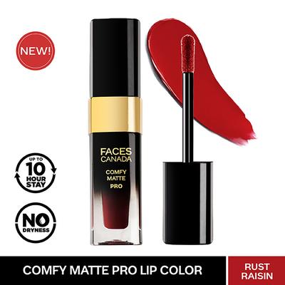 Faces Canada Comfy Matte Pro Liquid Lipstick- Rust Raisin 02, 5.5 ml 08HR Stay No Dryness - Liquid Lipsticks