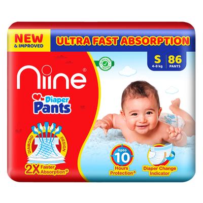 NIINE Ultra Fast Absorption Diaper Pants S (4-8kg) 86's - Sanitary Napkins