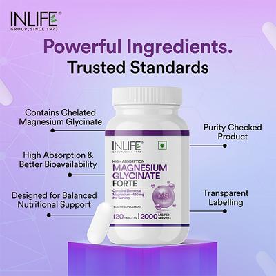 INLIFE Magnesium Glycinate Forte 2000 mg Tablet 120's - Calcium And Minerals