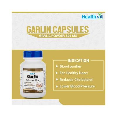 Healthvit Garlin Garlic powder 300 mg- Capsules For Cholesterol 60's - General Health