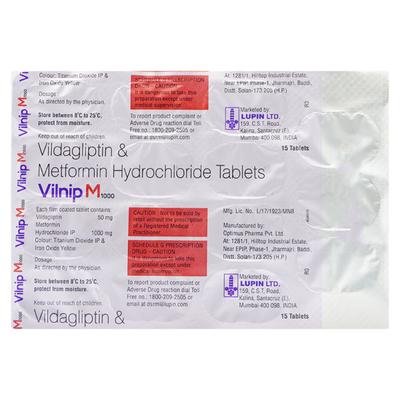 VILNIP M 1000 Tablet 15's - Diabetes-Ant