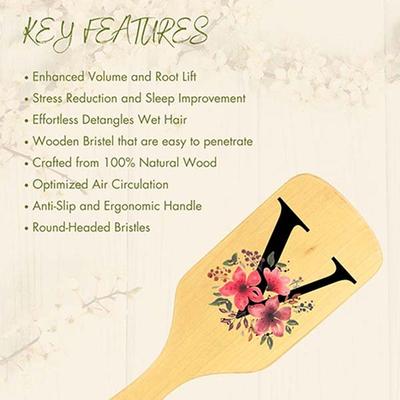 Allure Personalised Paddle Hair Brush Letter V 1's - Hair Brushes