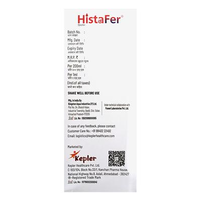HISTAFER Liquid 200ml - Iron Supplement/Anaemia-Vma