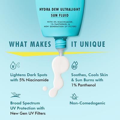 Mcaffeine Hydra Dew Ultralight Sun Fluid SPF 50 PA++++ UVA, UVB Blue Light Protection 50 ml - Body Sunscreen