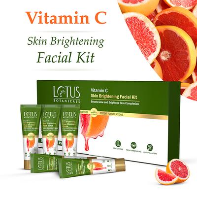 Lotus Botanicals Vitamin C Skin Brightening Facial Kit, 5 Step Facial Pack, For All Skin Types 44 gm - Facial Kits