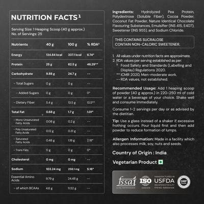 Nutrabay Hydrolyzed Gold Pea Protein - Rich Chocolate Creme 1 kg - Workout Essentials