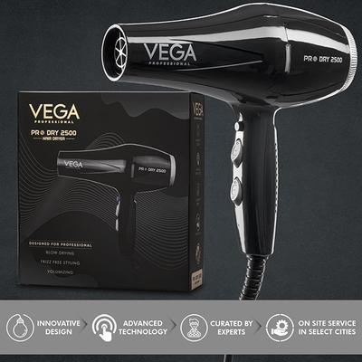 VEGA Professional Pro Dry 2200-2500W Hair Dryer for Men & Women with Cool Shot Button, VPPHD-01 1's - Hair Dryers