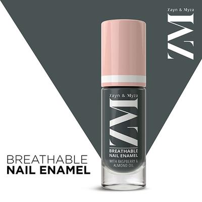 Zayn & Myza Breathable Nail Enamel With Raspberry & Almond Oil, Charcoal Smoothie 6 ml - Nail Polish