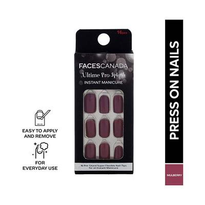 Faces Canada Ultime Pro Splash Instant Manicure - Mulberry , Press On Nail Extensions - 16 Pcs 1's - Nail Art