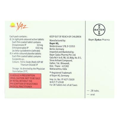 YAZ Tablet 28'S - Contraception-Ora