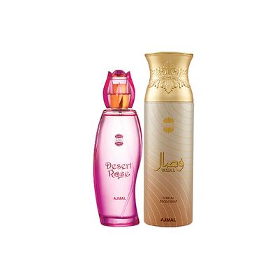 Ajmal Desert Rose EDP Floral Oriental Perfume And Wisal Deodorant Floral Musky Fragrance 300 ml - Women Perfumes (Edt/Edp)