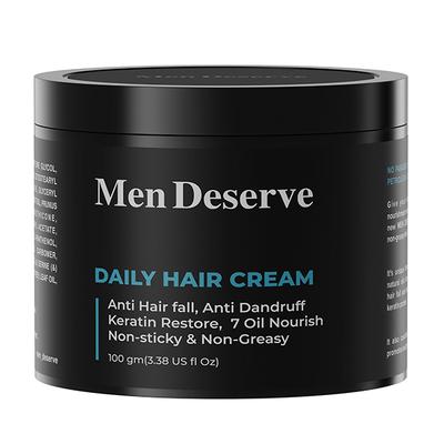 Men Deserve Daily Hair Cream (7 Oil Nourish) Anti Hair Fall, Anti Dandruff Keratin Restore, Non Sticky, & Non Greasy 100gm - Hair Creams