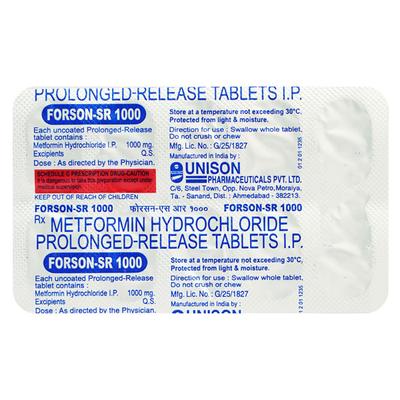 Forson SR 1000mg Tablet 10'S - Diabetes-Ant