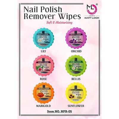 Matt Look Nail Polish Remover Wipes Soft Moisturizing, Nail Paint Cleanser Marigold 30 Pcs 1's - Nail Polish Remover