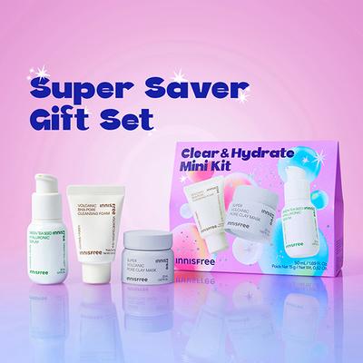 Innisfree Clear & Hydrate Kit Oil-Free, Pore-Cleansing Skincare Set 65 ml - Makeup Kits & Sets