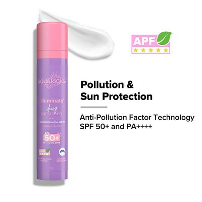 Aqualogica illuminate + Dewy Sunscreen SPF 50+ PA++++ Wild Berries & Alpha Arbutin 50 gm - Face Sunscreen