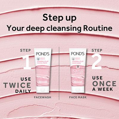 Pond's Bright Beauty Mineral Clay facial foam Face Wash For Oil Free Instant Glow Deep Clean With Vitamin B3 40 gm - Face Washes