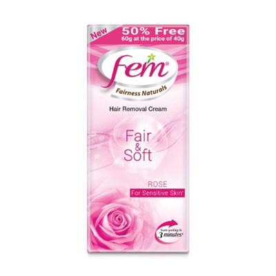 Fem Fairness Naturals Fair & Soft Hair Removal Cream for Sensitive Skin - Rose 40 gm - Shaving & Hair Removal