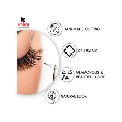Bronson Professional Eyelash Set 3D False Long And Natural Eye Makeup No. L06 10's - Eyelashes