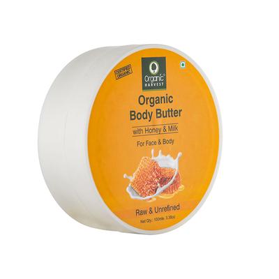 Organic Harvest Body Butter Cream with Honey & Milk, Natural Body Butter Cream for Women with Dry, Itchy, All Skin Types 100 gm - Shower Gels & Body Wash