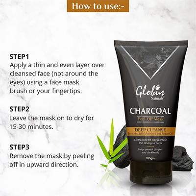 Globus Naturals Charcoal Peel Off Mask (Pack of 2) 200 gm - Masks & Peels