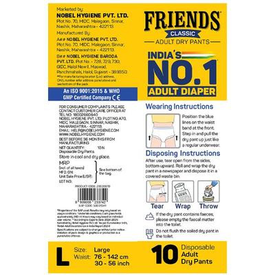 Friends Classic Adult Dry Pants (L) 10's - Adult Diapers & Pads