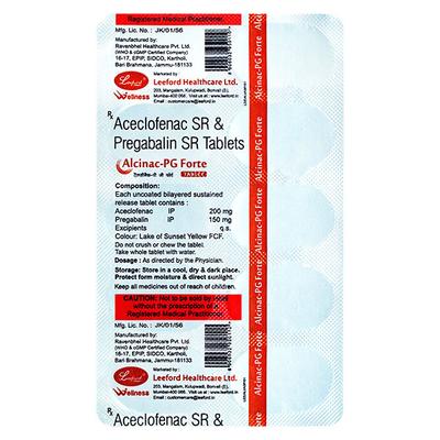 Alcinac PG Forte Tablet 10'S - Neuropathic Pain-Dru
