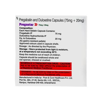 PREGASTAR D 75/20 Capsule 10's - Neuropathic Pain-Dru
