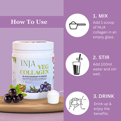INJA Veg Collagen Powder - Blackcurrant Flavour 150 g - Hair & Skin