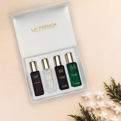 La French Classic Luxure Oud, White Gold, Black Gold, 0.6 Eau De Parfum Gift Set 20ml each for Unisex 4's - Men Perfumes (Edt/Edp)