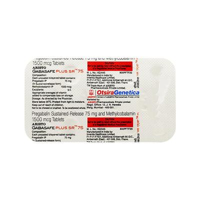 Gabasafe Plus SR 75mg Tablet 10'S - Neuropathic Pain-Dru